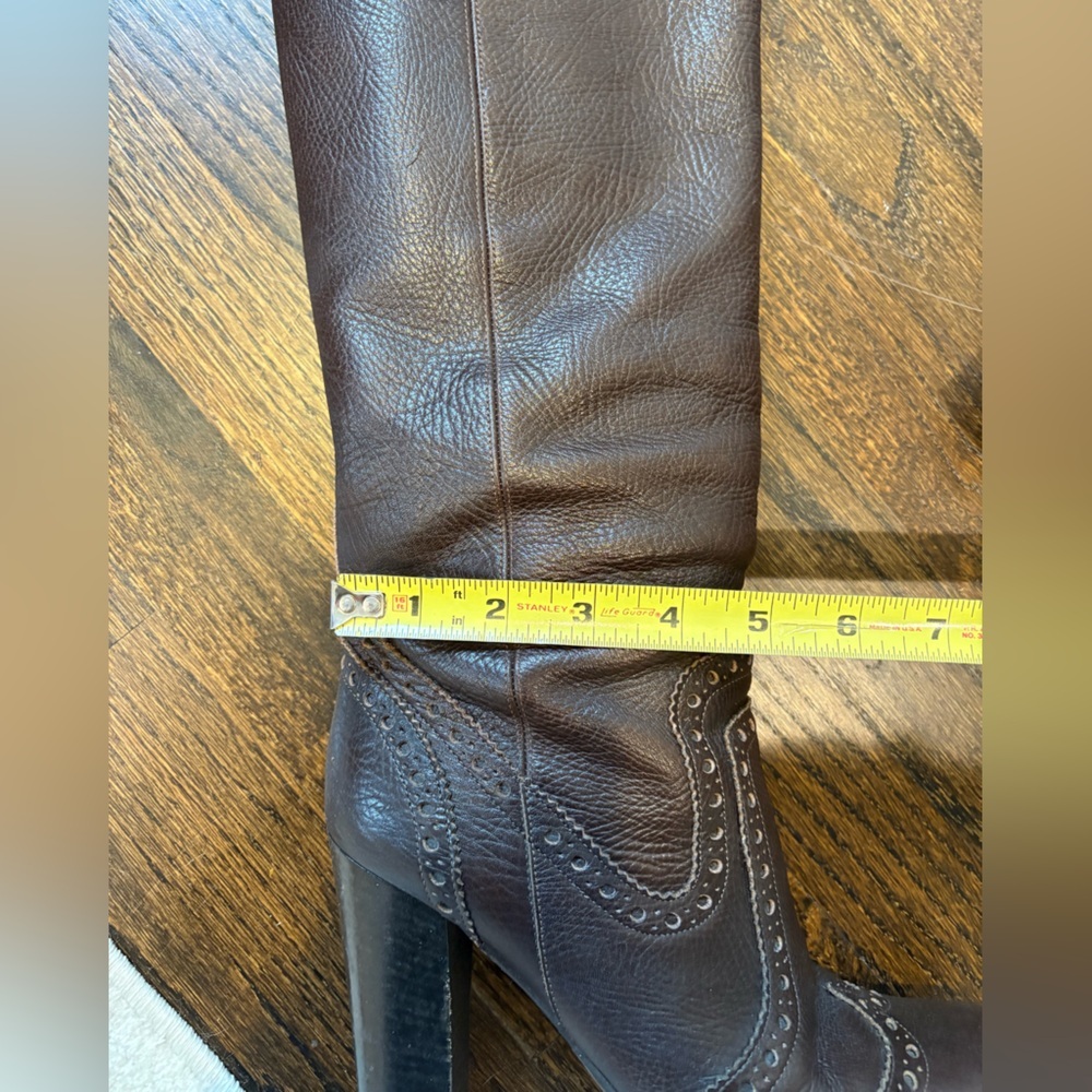 Michael Kors Dylan Brown Leather Knee-High Pull On Boots - Picture 12 of 16
